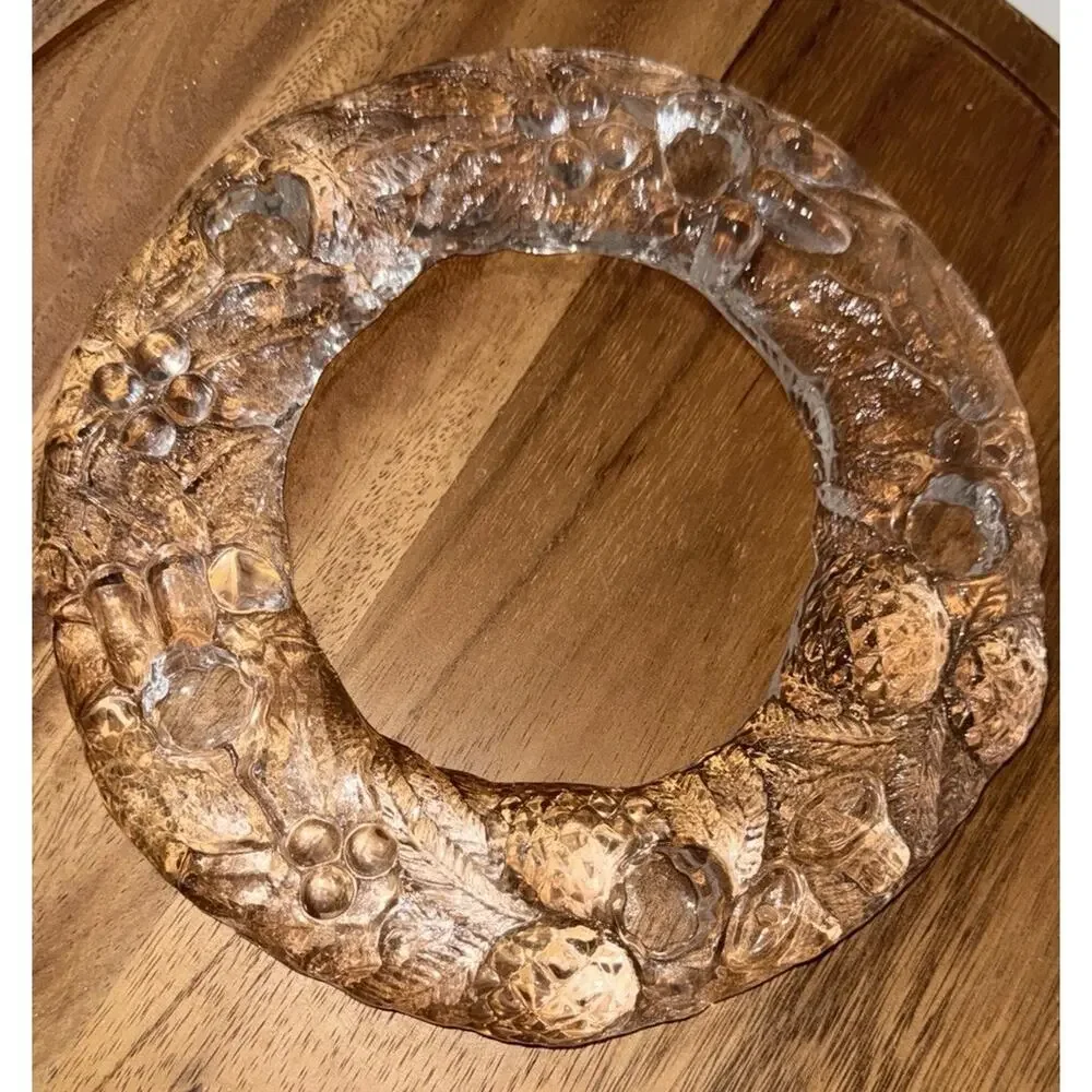 Christmas Vetreria Etrusca Glass Taper Candle Holder Heavy Wreath Centerpiece